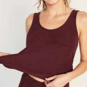 Old Navy Lightweight Textured Knit Lounge Tank Top Burgundy TALL